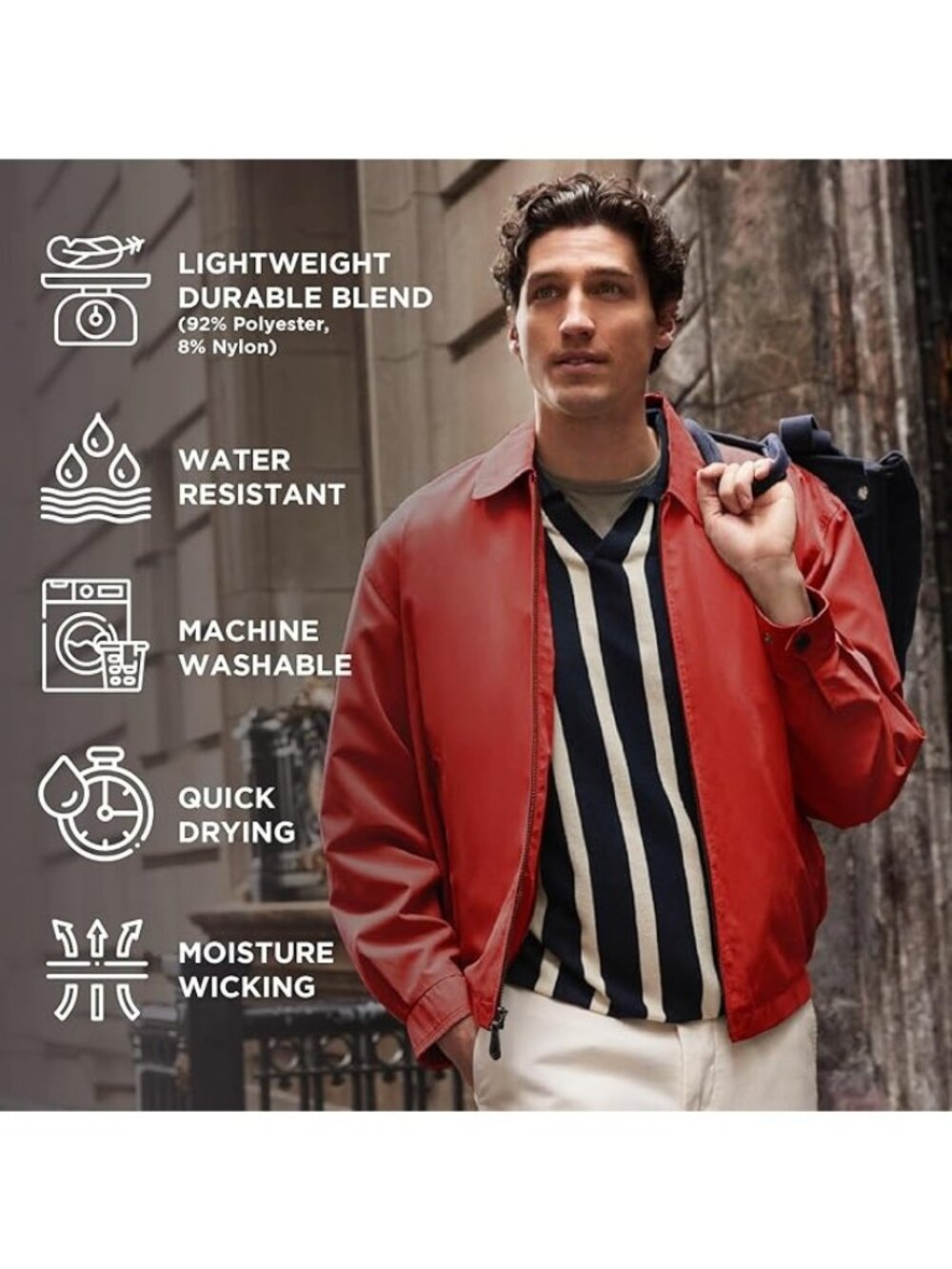 London Fog Mens Auburn Golf Jacket M Medium Chili Red Zip Front Windbreaker NEW - Picture 6 of 11